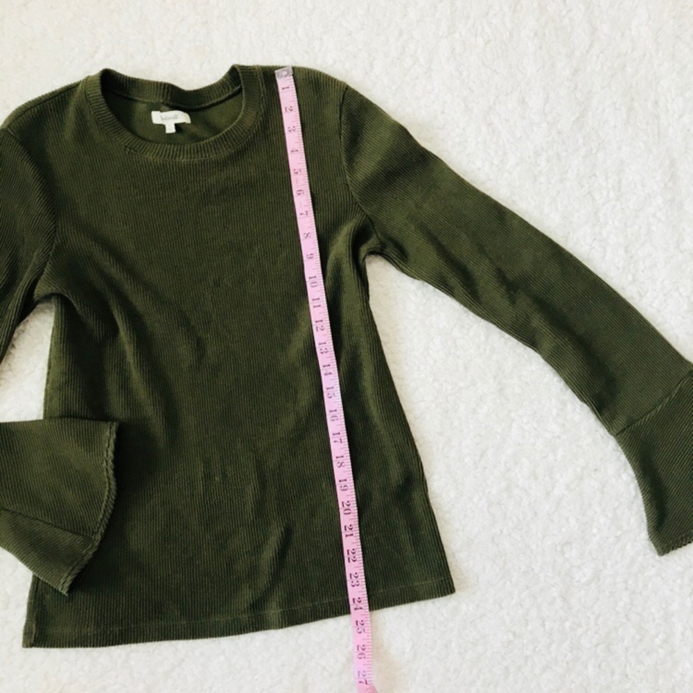 Madewell Ruffle Cuff Ribbed Top Bell Sleeves L - Picture 3 of 7